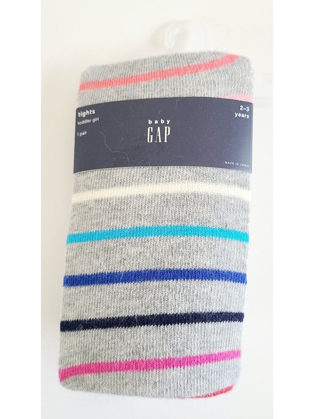 Baby Gap Toddler Girl Striped Tights 2-3 Years Gray Pink Blue 1 Pair